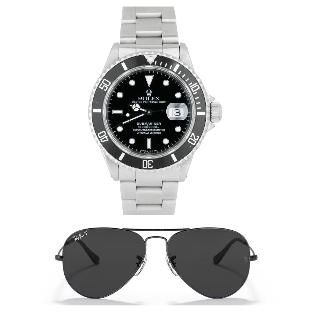 COMBO de Lujo Supremo: Reloj rolex Submariner + Gafas Aviador